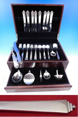 Pyramid by Georg Jensen Sterling Silver Flatware Set 8 Service 47 pieces Dinner